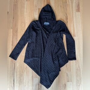 Natalia Romano Textured Open Cardigan With Hood